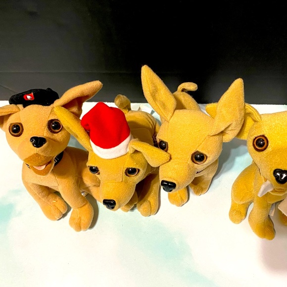 TACO BELL VINTAGE 90’s PUPPY DOG PLUSH CHIHUAHUA’S SET OF 4 (1) TALKING APPLAUSE - Picture 11 of 14